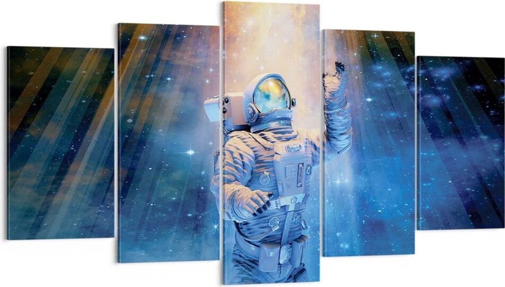 Bild auf Leinwand - Leinwandbild - 5 Teile - Astronaut Licht Kosmos - 160x85cm - Wand Bild - Wanddeko - Wandbilder - Leinwanddruck - Bilder - Wandd...