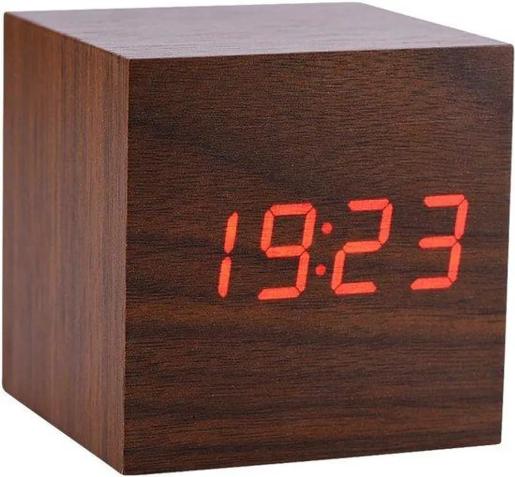 Horloge digitale aspect bois indicateur température pour salon et bureau