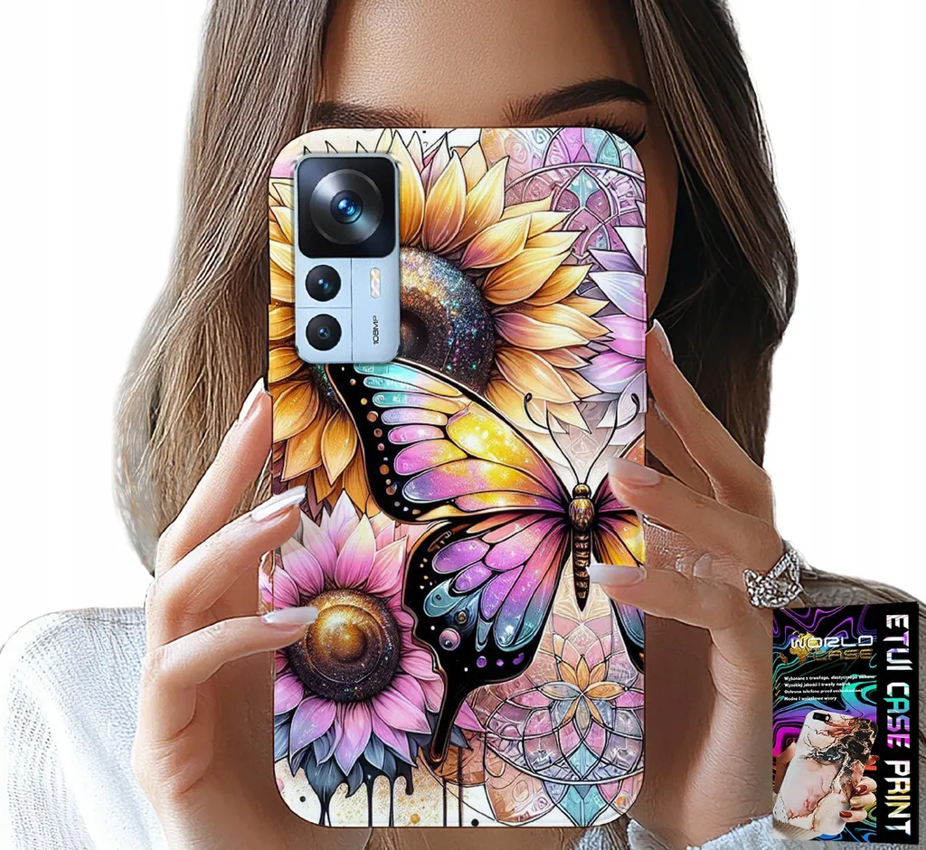 Regalo per Xiaomi 12T: Custodia Girasole e Farfalla con Pellicola