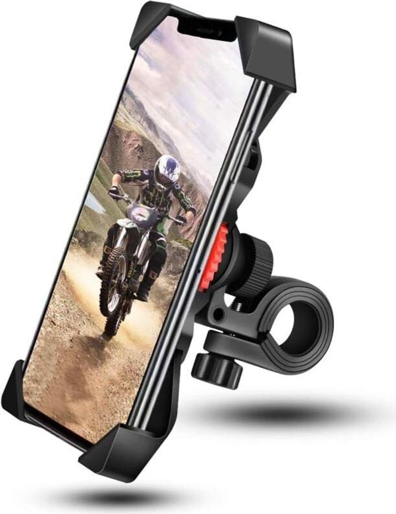 Fahrrad-Handyhalterung, universelle Motorrad-Handyhalterung mit 360° drehbarer Outdoor-Halterung für Smartphones von 3,5 bis 6,5 Zoll, einschlie...