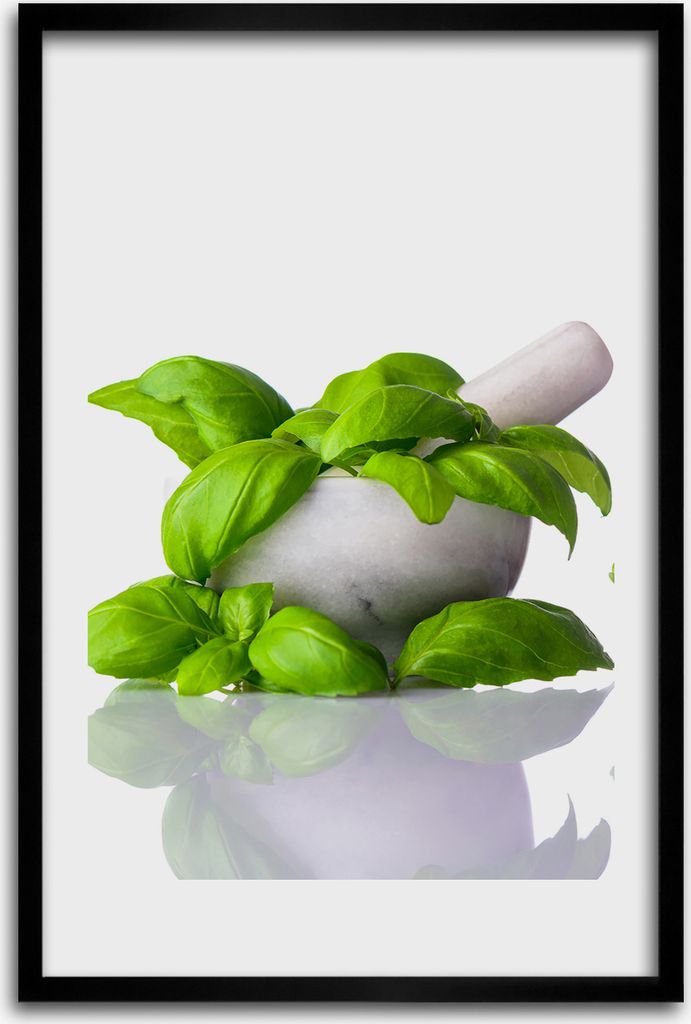 Bild - Bilderrahmen - 40 cm x 60 cm - MDF - Rahmen - Wandkunst - Mörser und Kräuter