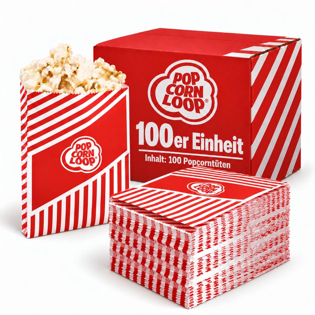 Popcornloop 100 er Popcorntüten Popcorn Box Tüten Candy Bar Produktbild 