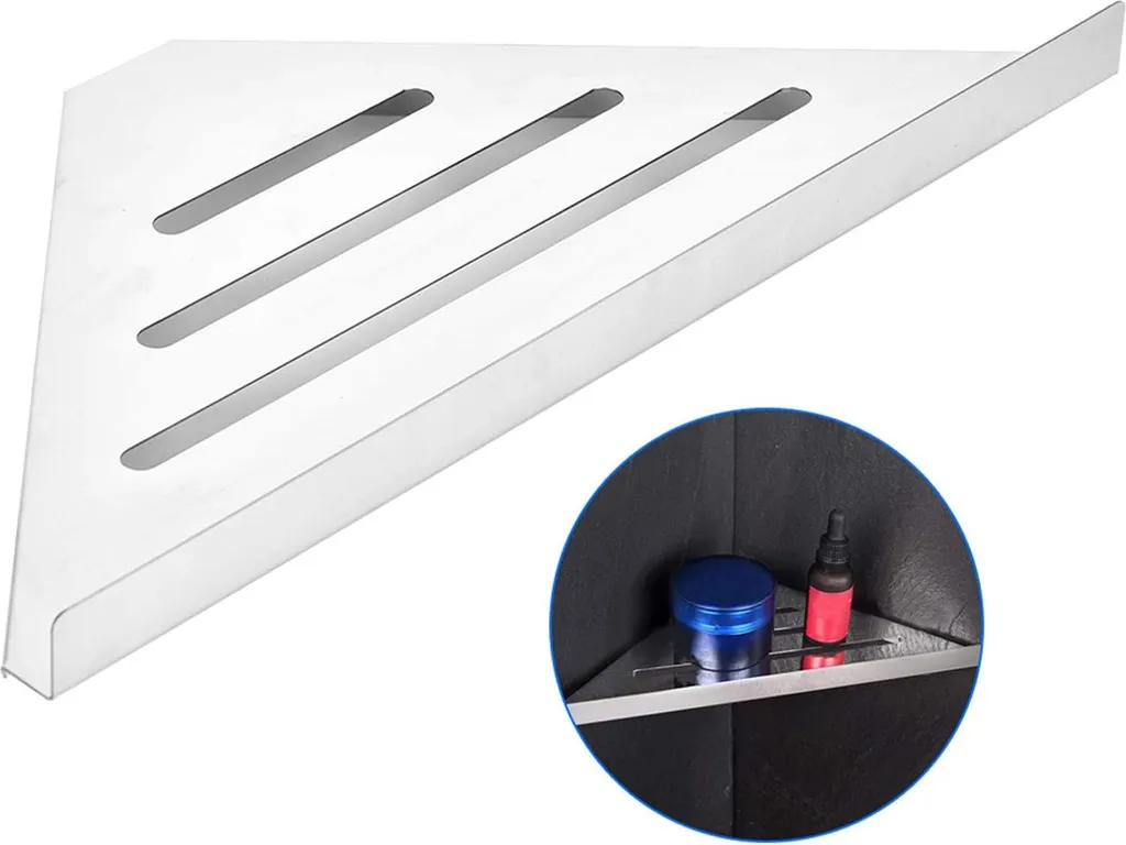 Étagère d'angle de douche en acier inoxydable avec fixation triangle