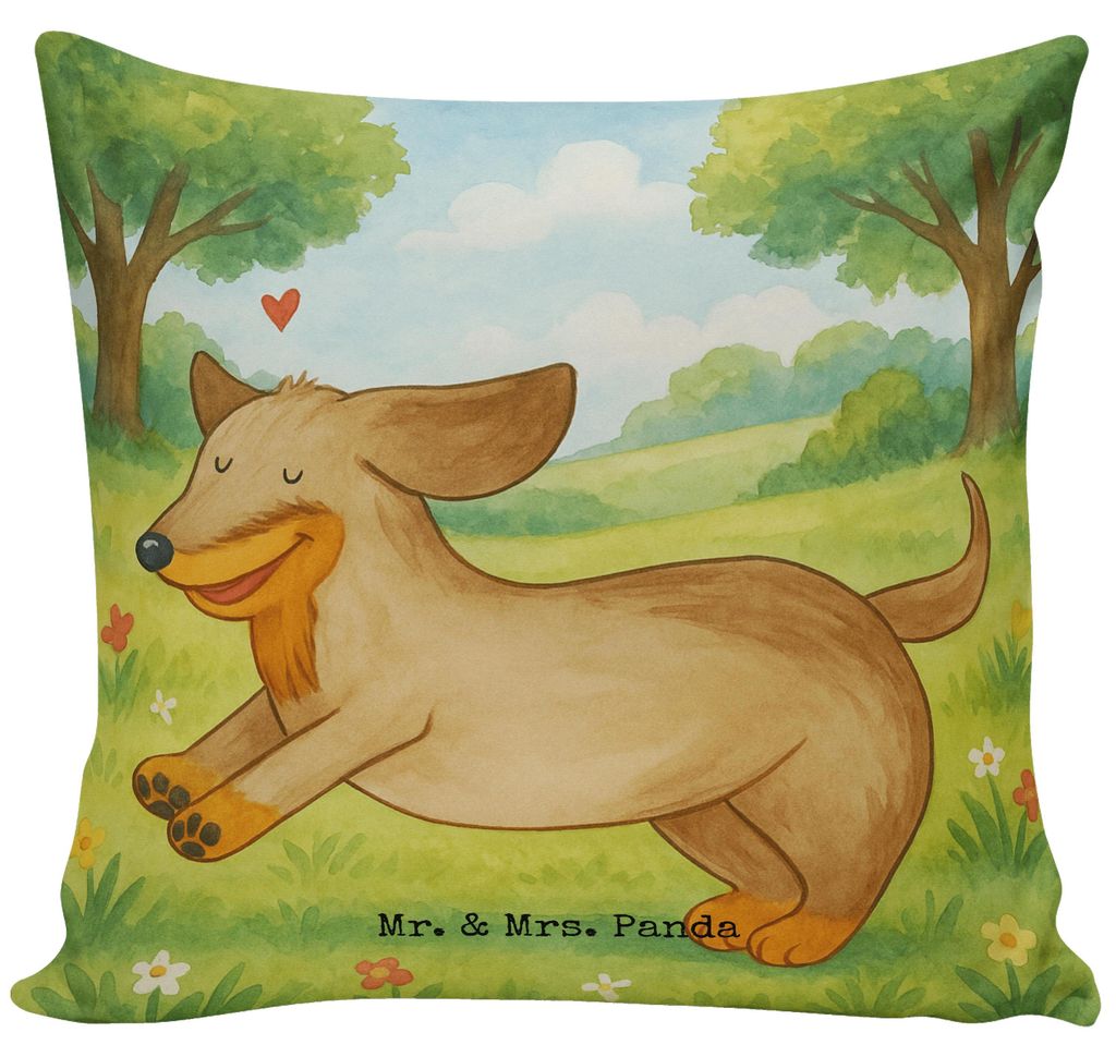 Mr. & Mrs. Panda Dekokissen Hund Dackel Design - Weiß - Geschenk, Süß, Tierliebhaber, Sofa Kissen, bedruckt, für, Polster, Kopfkissen 40x40, Ha...