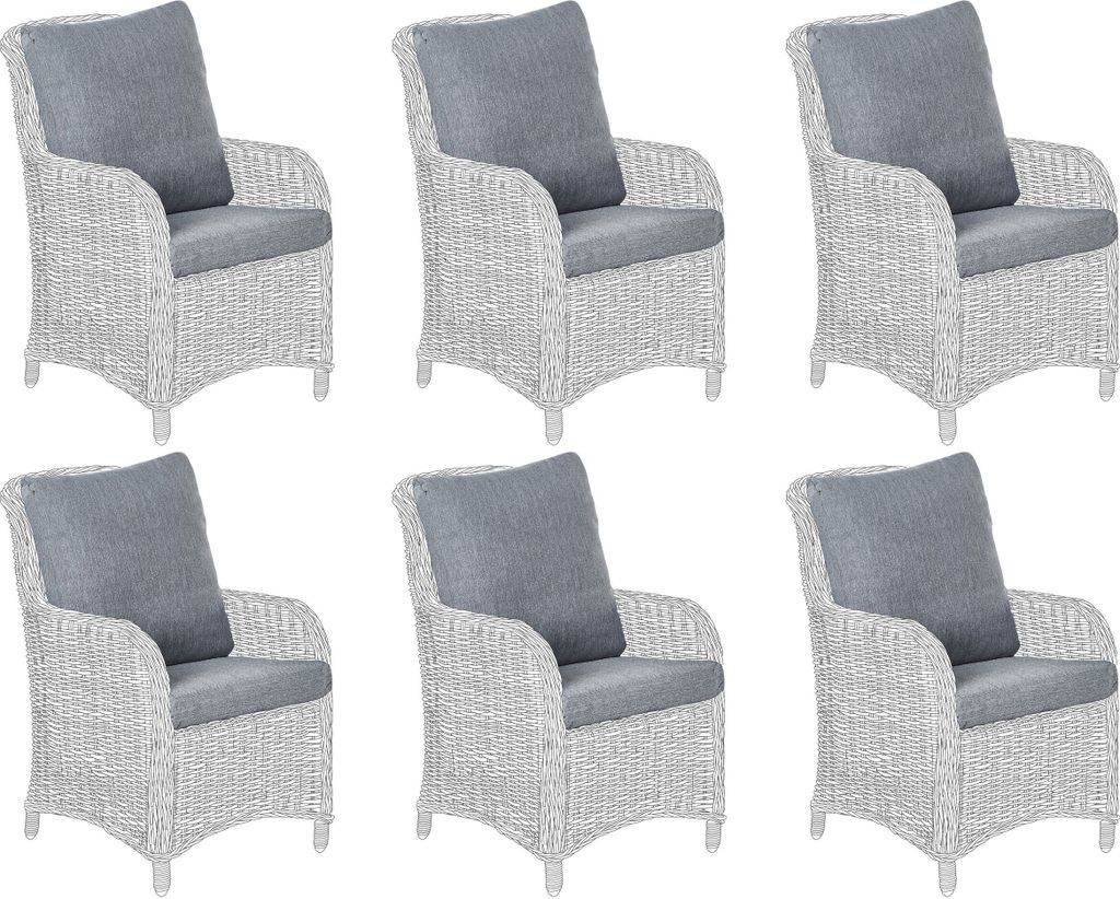 BELIANI Outdoor Kissenbezug 6er Set Grau Stoff Feuchtigkeitsbeständig mit Reißverschluss für Rücken- u. Sitzkissen Gartenstuhl Gartensessel
