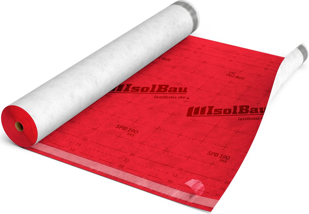 Isolbau Unterspannbahn SPB 190 SKS, 75 m? Rolle (1,5 x 50 m) - Selbstklebende Dachfolie 100 g/m? & 2 Klebestreifen - Dampfdurchlässige Unterdeckba...