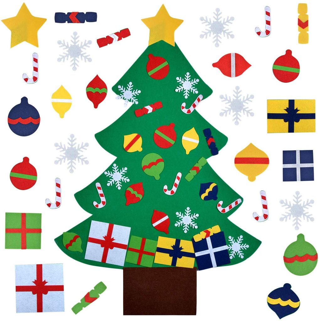 97cm DIY Weihnachtsbaum handgefertigte Wandbehang Dekorationen DIY Dekoration für Kinder 30Pcs Ornamente BOIROS Filz Weihnachtsbaum 