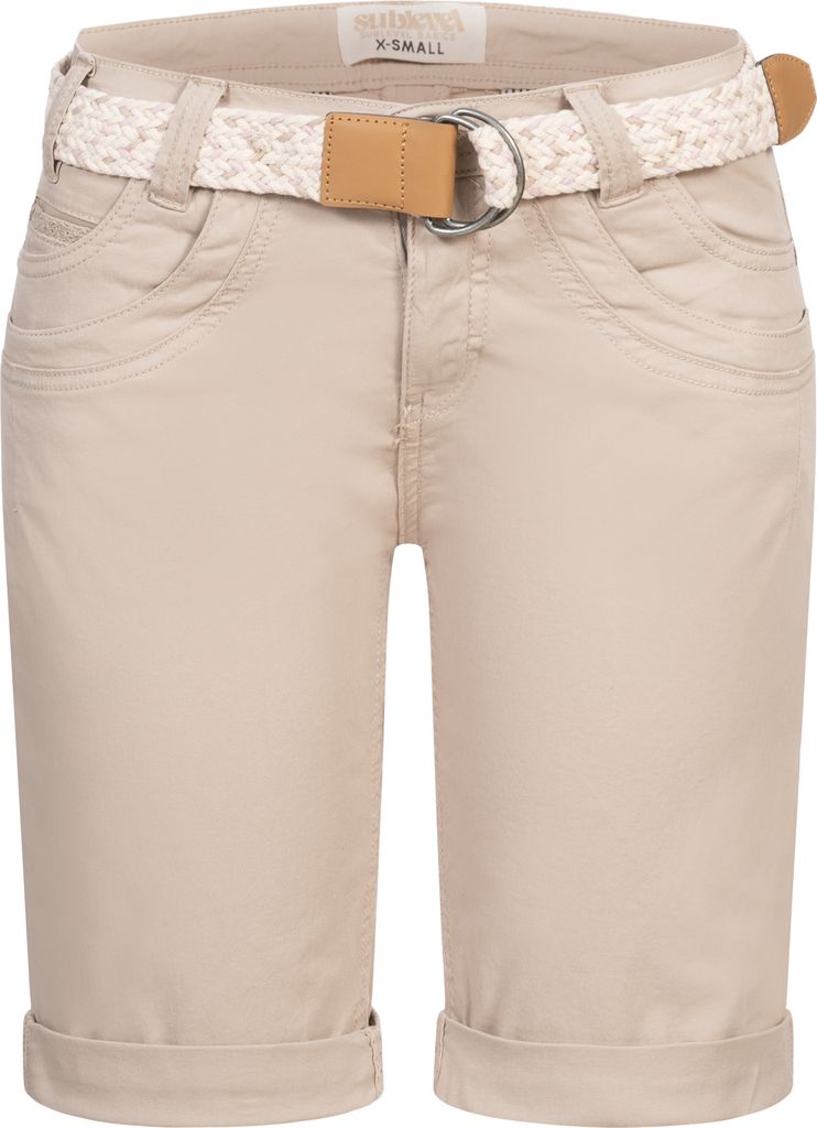 Damen Short Bermuda kurze Hose Sommer Chino Short Stoff Hose Gürtel
