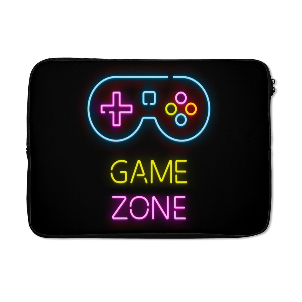 MuchoWow Laptop Hülle 14 ZollController - Spiel - Neon - Schwarz - Zitate - Spielzone Laptoptasche - Laptoptasche - Stoßsicher - Schutzhaube