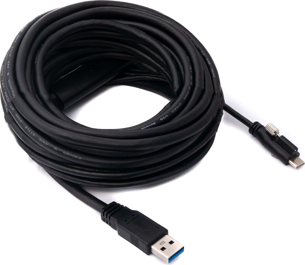 SYSTEM-S USB 3.1 Kabel 8 m Typ C Stecker zu Typ A Stecker Schraube in Schwarz