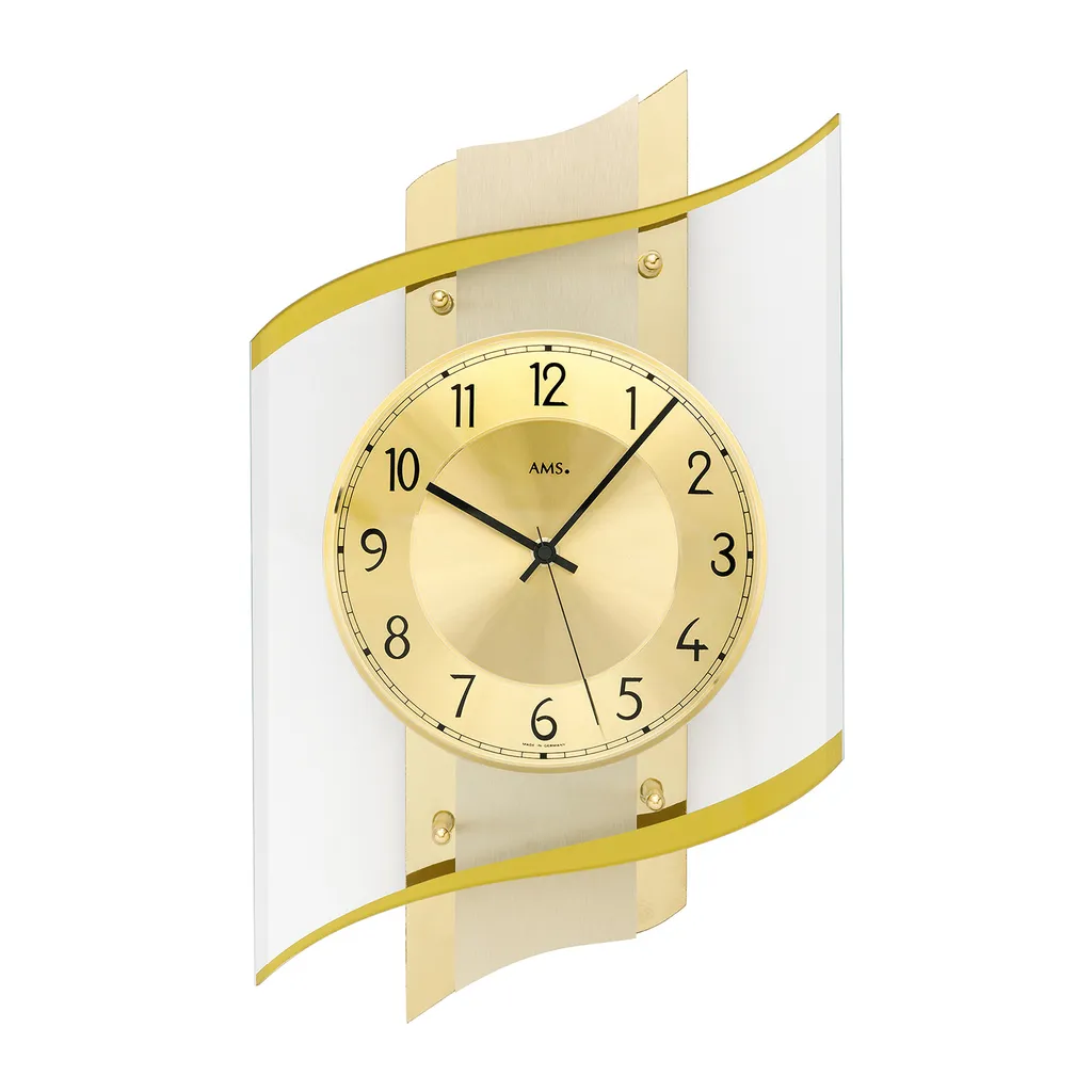 Horloge AMS 5515 Or Silencieuse - Pendule à Quartz Finition Brillante