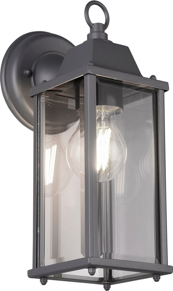 A close-up, studio shot of an outdoor wall lantern.
