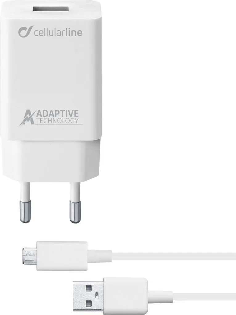 Caricabatterie Cellularline 15W Adaptive Kit Micro USB Bianco Originale