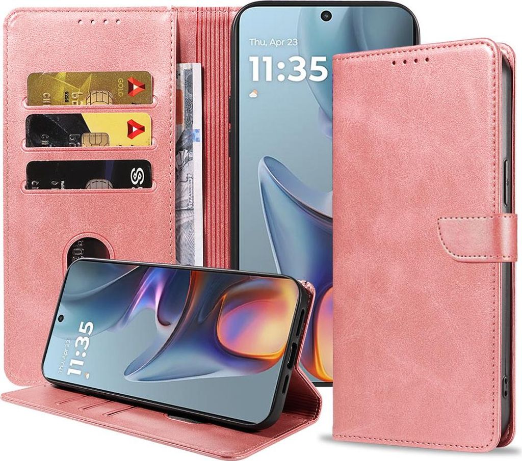 Passend für Motorola Moto E15 / G05 Handytasche Kunstleder mit Magnetlippe und Kartenhalter Buchhülle mit Klappe - Wallet Case mit Kartenfach - P...