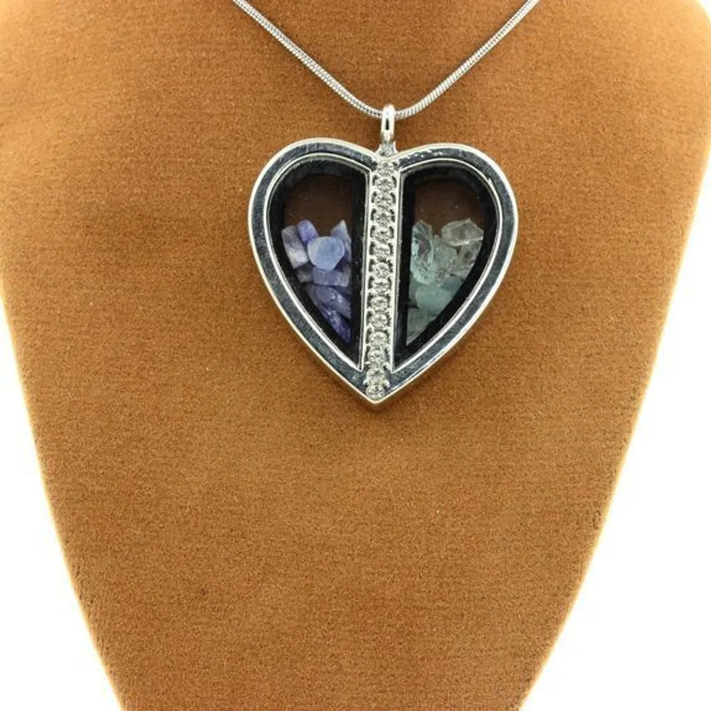 Collier tanzanite et aigue-marine brute - Pierres bleues véritables 925