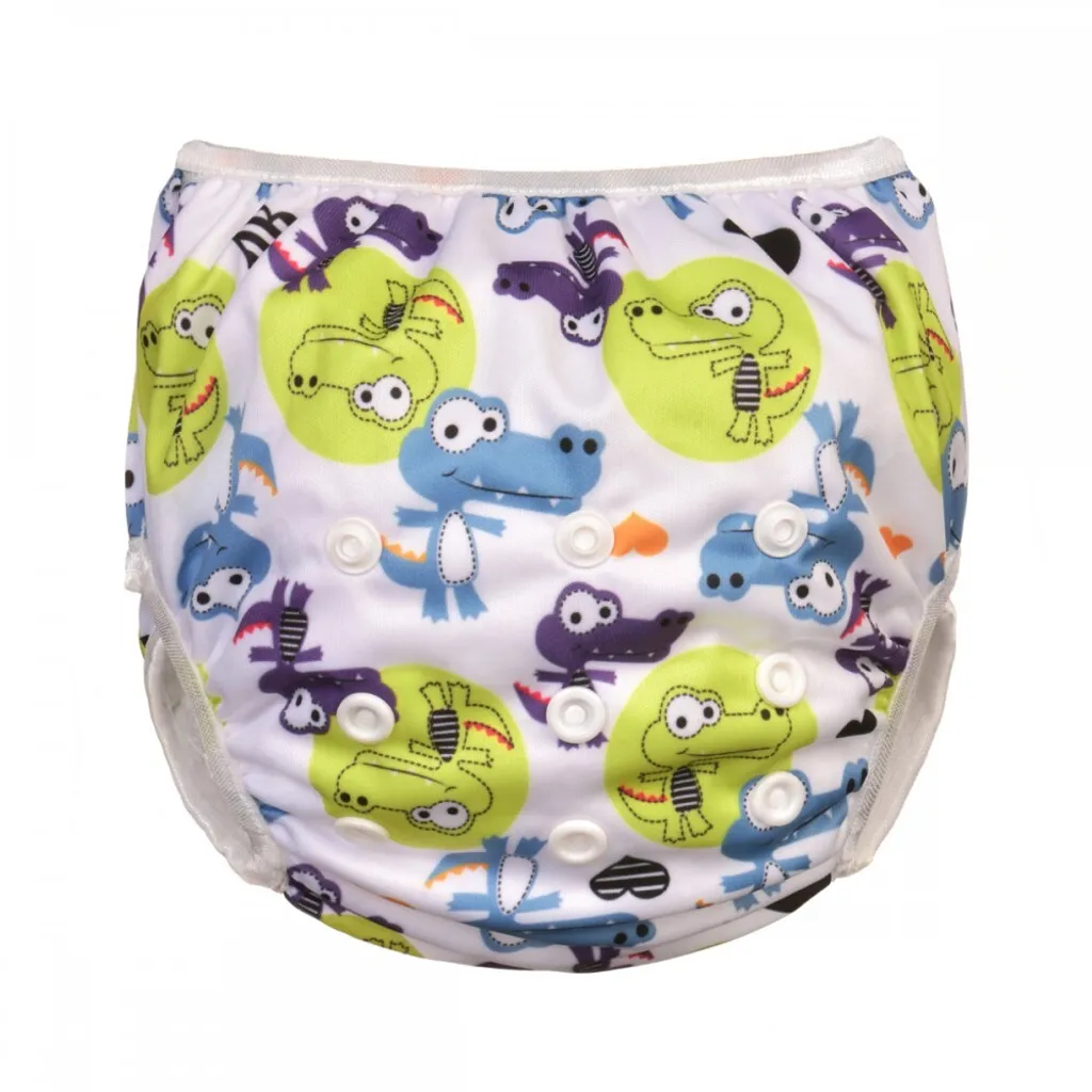 Couche de bain lavable pour enfant avec imprimé crocos rigolos T2