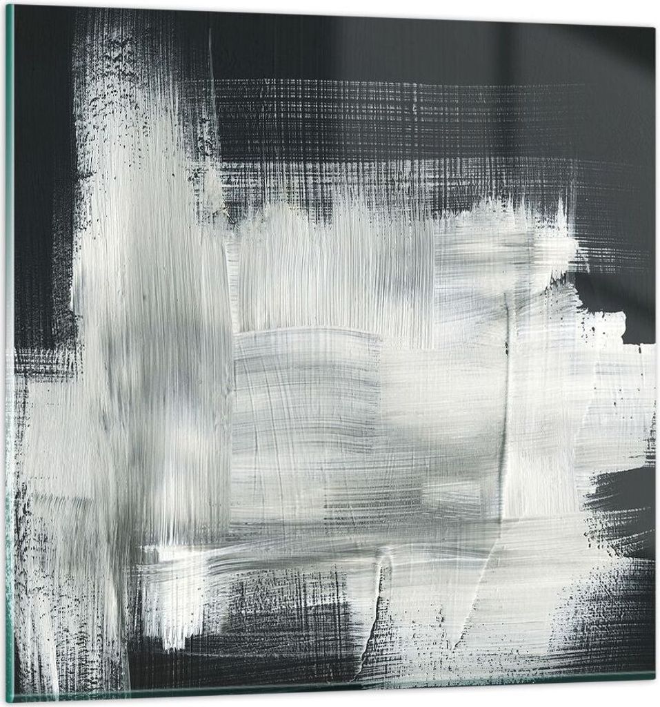 Bilder auf glas - Einteilig - Abstraktion Schwarz Weiß - 60x60cm - Glasbilder - Wandbilder - Bilder - zum Aufhängen bereit - Wanddekoration aus G...