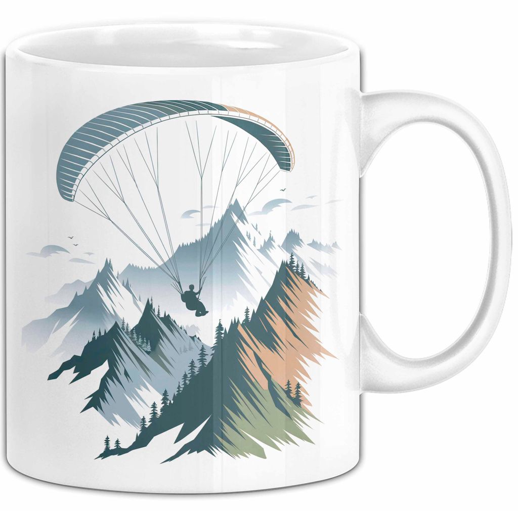 Paraglider Tasse Geschenkidee Himmelsentdecker Lustiger Geschenkidee Lustig (Weiß)