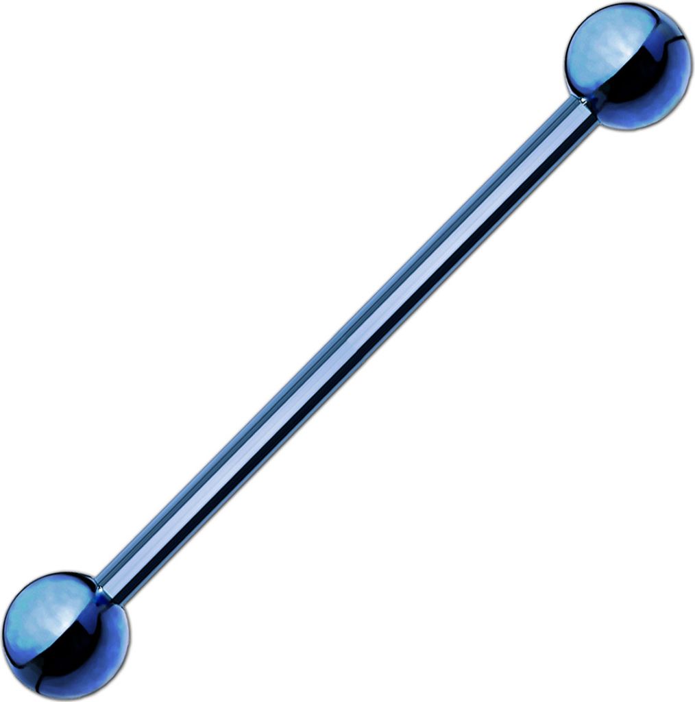viva-adorno 1,6x38x5mm Barbell Piercing Stab Industrial Ohrpiercing Cartilage Stecker Hantel Edelstahl beschichtet Z310, dunkelblau
