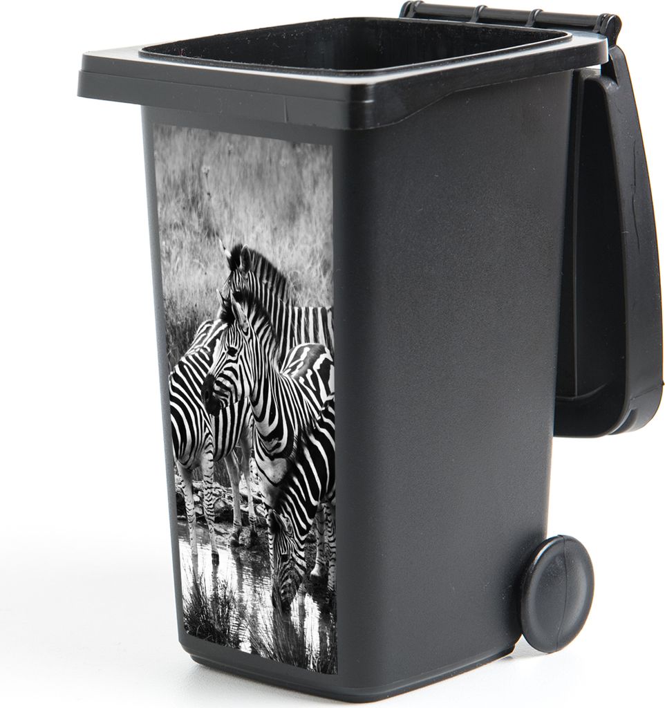 MuchoWow Mülltonnenaufkleber Trinkende Zebras 38x80 cm - Behälteraufkleber - Mülleimer-Aufkleber - Container-Aufkleber