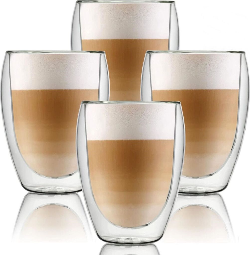 Doppelwandige Gläser schlicht Thermogläser 350ml heiß und kalt Kaffee Tee Gläser