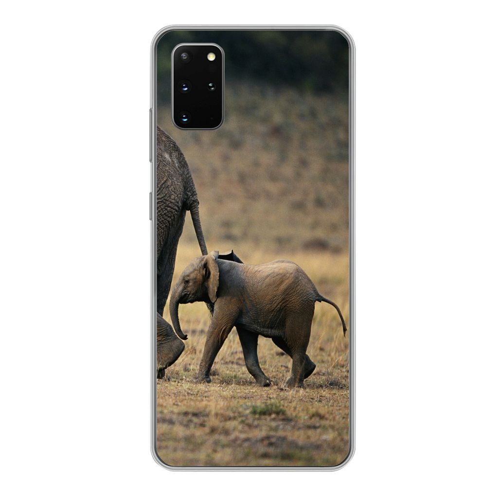 MuchoWow Handyhülle Schutzhülle Hülle für Samsung Galaxy S20 Plus Elefant - Tiere - Savanne - Natur Silikon Softcase Handy Hülle - Hartschale