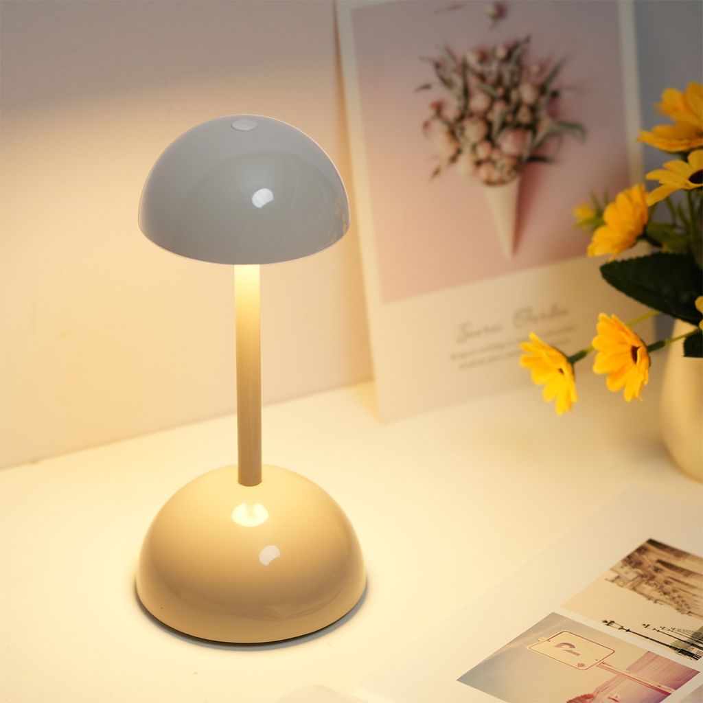 7MAGIC LED Flowerpot Tischlampe Kabellos Akku Pilz Lampe, Modern Macaron Lampe Retro Touch Dimmbar Tischleuchte mit 3 Farben Nachttischlampe für BüRo, Bars ,Wohnzimmer, Schlafzimmer, Grau