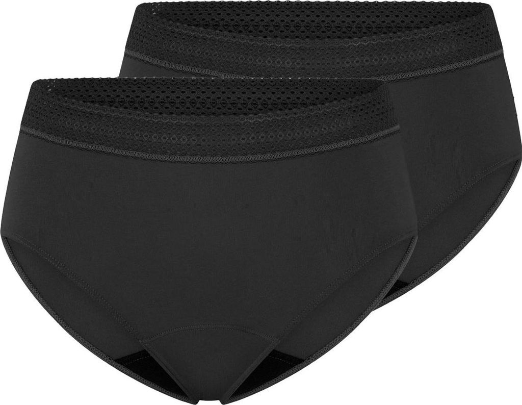 Schiesser Damen 2 er Pack Retro Periodenslip Gr. 36 schwarz