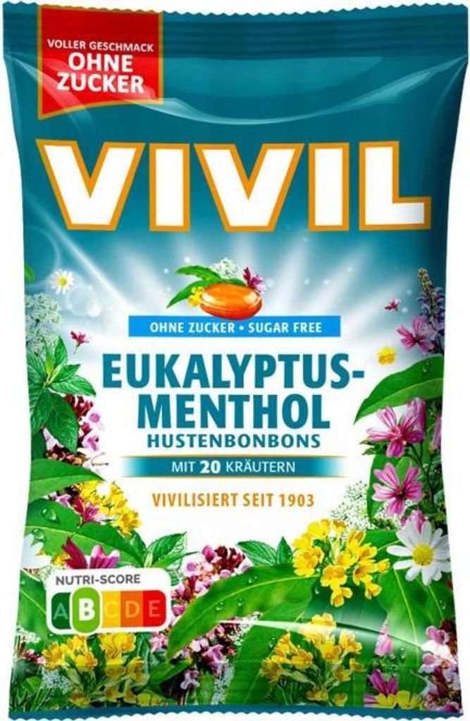 Vivil Eukalyptus Menthol Halsbonbons mit 20 Kräutern Produktbild 