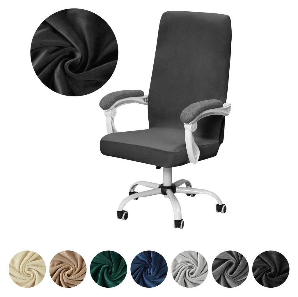 Elastischer Velours-Bezug für Drehstuhl in Schwarz – Produktbild 