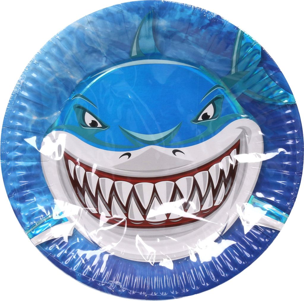 Party-Untersetzer SHARK 23 cm, 6 Stück