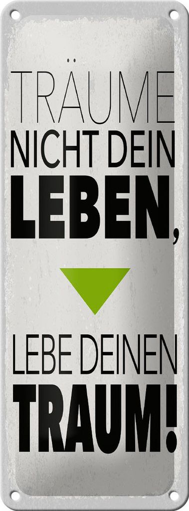 Blechschild Leben lebe deinen Traum, 27 x 10 cm, Blechschilder Spruch Glück Weisheit