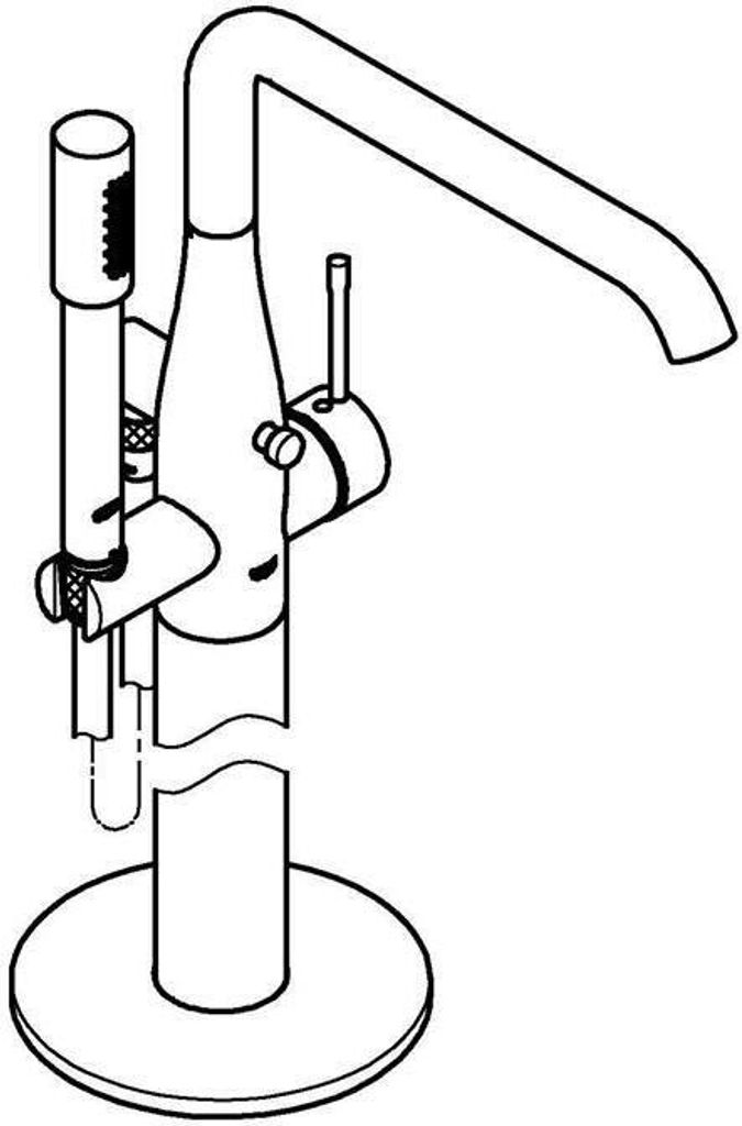 Grohe Essence Einhand-Wannenbatterie, Bodenmontage, schwenkbar, Ausladung 277mm, mit Zubehör, 25248DC1