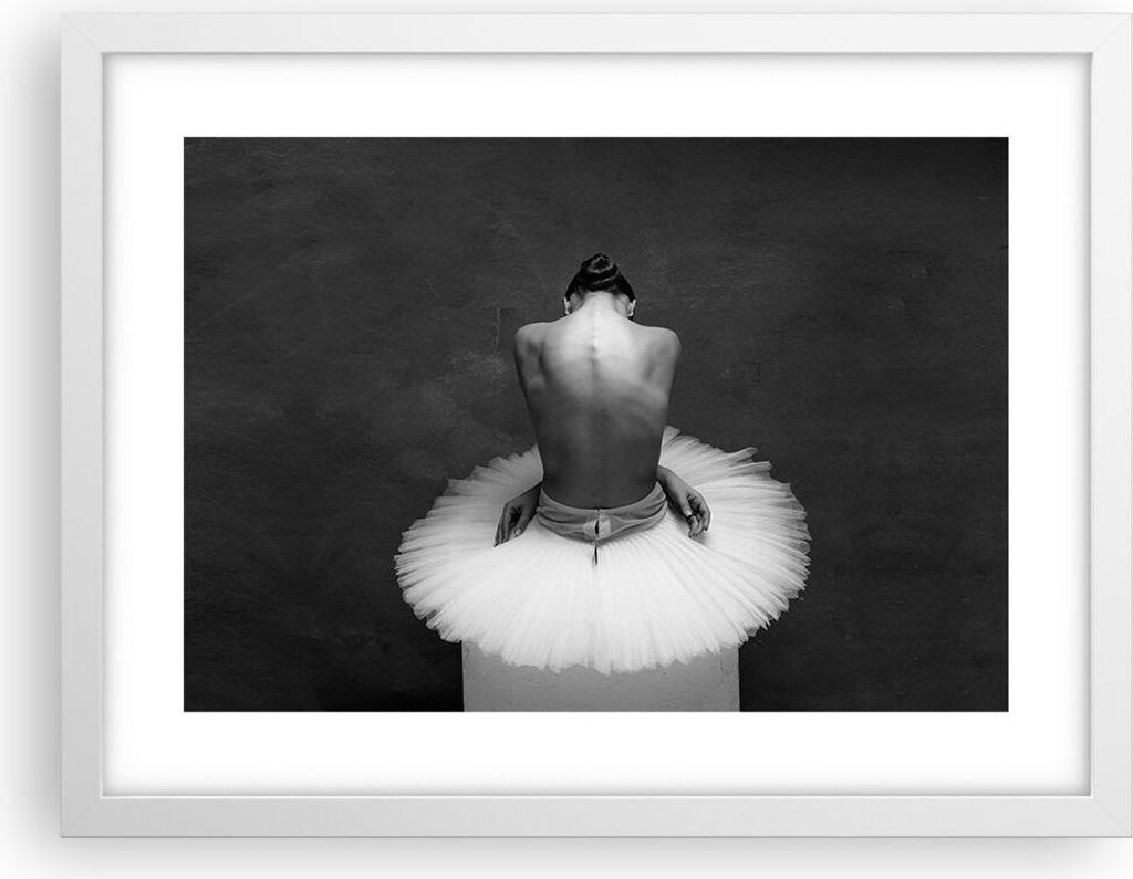 Gerahmtes Poster - Weißer Rahmen - Ballerina Rücken Stück - 40x30 cm - Wand Bild - Wanddeko - Wandbilder - Kunstposter - Wandposter - Bilderrahm...