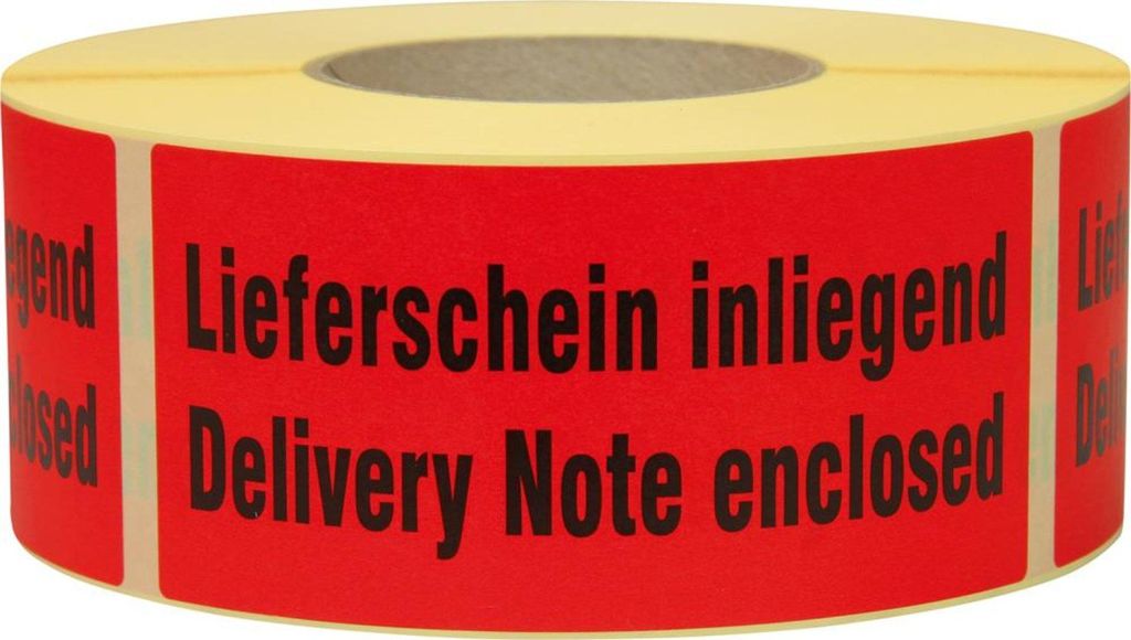 Hinweisetikett Lieferschein inliegend L.145 mm,B.70mm rot 1000 St./Rolle
