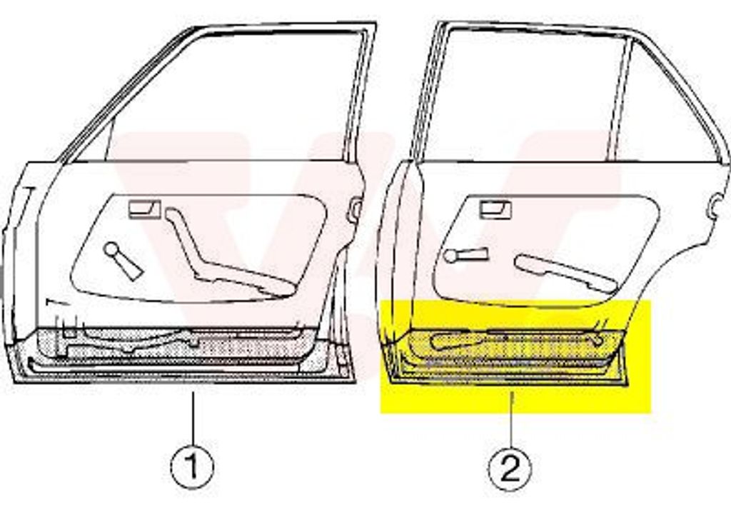 VAN WEZEL 3010277 Autotür Reparaturblech innerer Teil unterer Teil hinten Links passend für MERCEDES-BENZ Stufenheck (W123) W123 T-modell (S123)