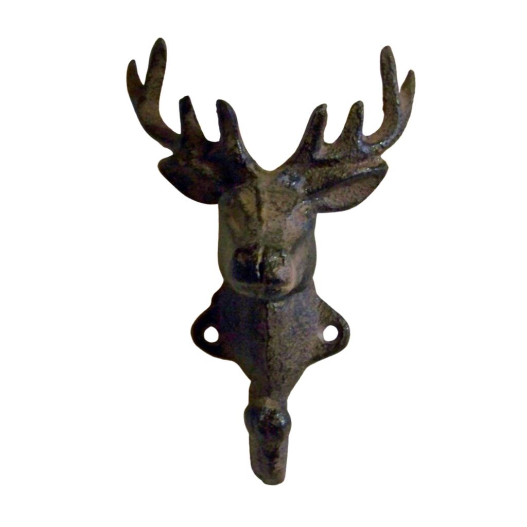 Wandhaken mit Hirsch-Motiv aus Gusseisen, braun-schwarz, Produktbild 
