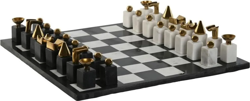 Plateau d'Échecs en Granit et Pièces Acier - Qualité Premium Home ESPRIT