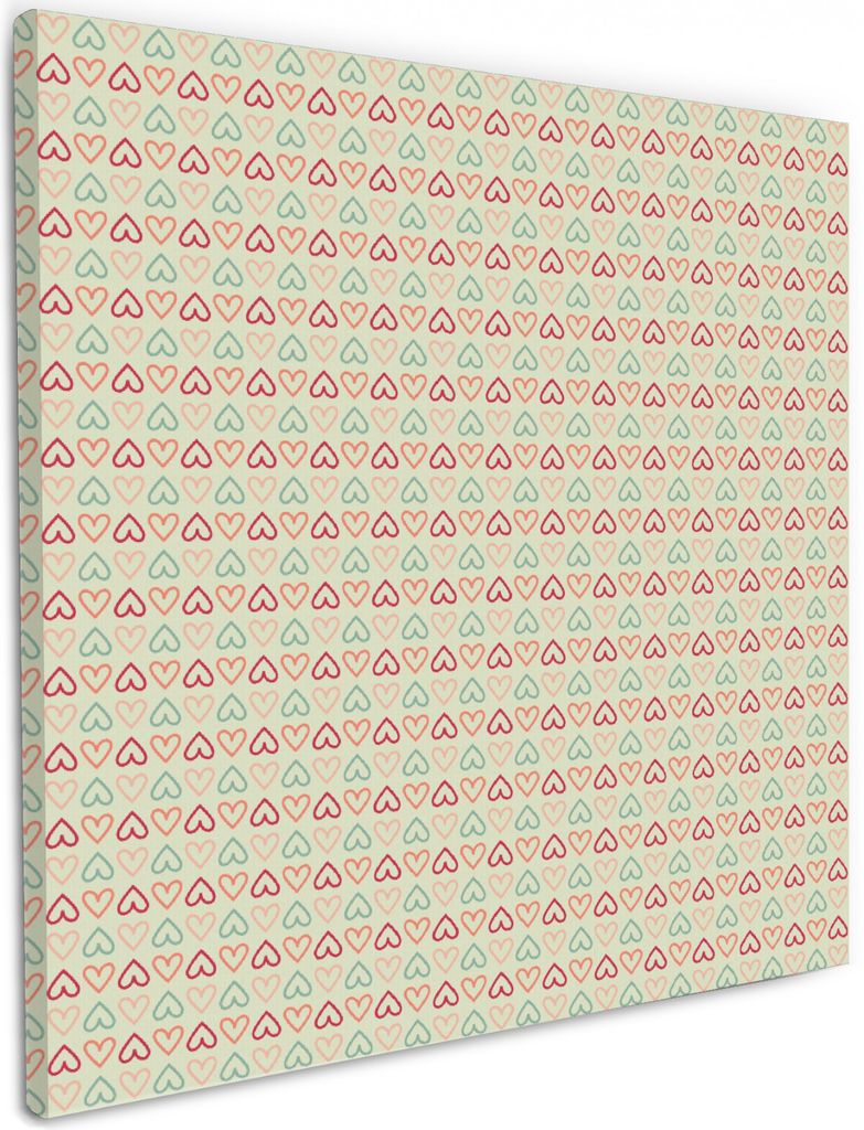 Wallario Premium Leinwandbild Muster Herzen in rot, gelb Produktbild 