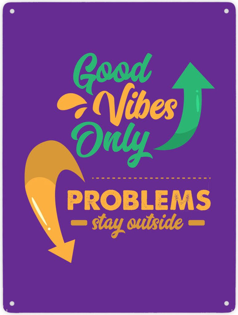 Good Vibes only Metallschild XXL in 28x38 cm in lila Produktbild 