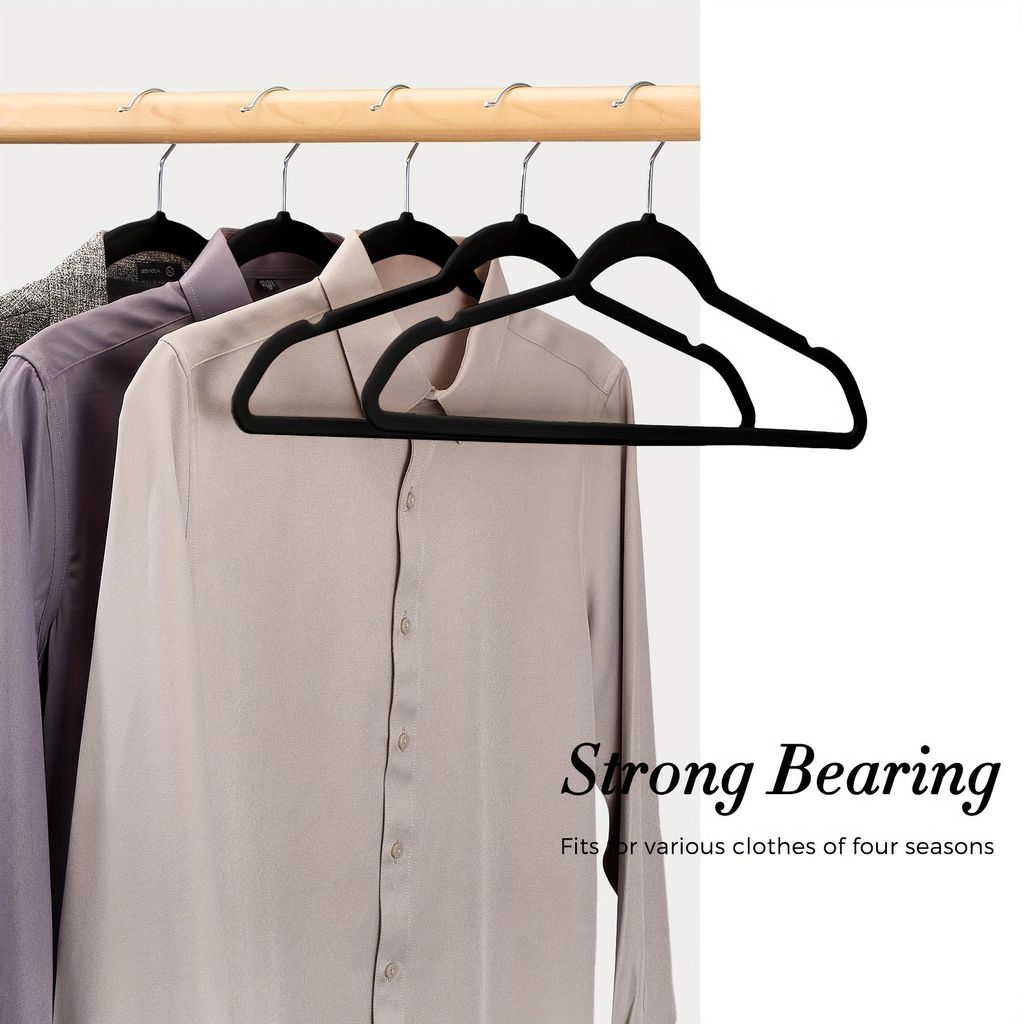 Appendiabiti Antiscivolo Nero 50 Grucce Velluto Antiscivolo - Appendiabiti Girevoli Salvaspazio Per Armadio Grucce Girevoli 360 - Foto 10