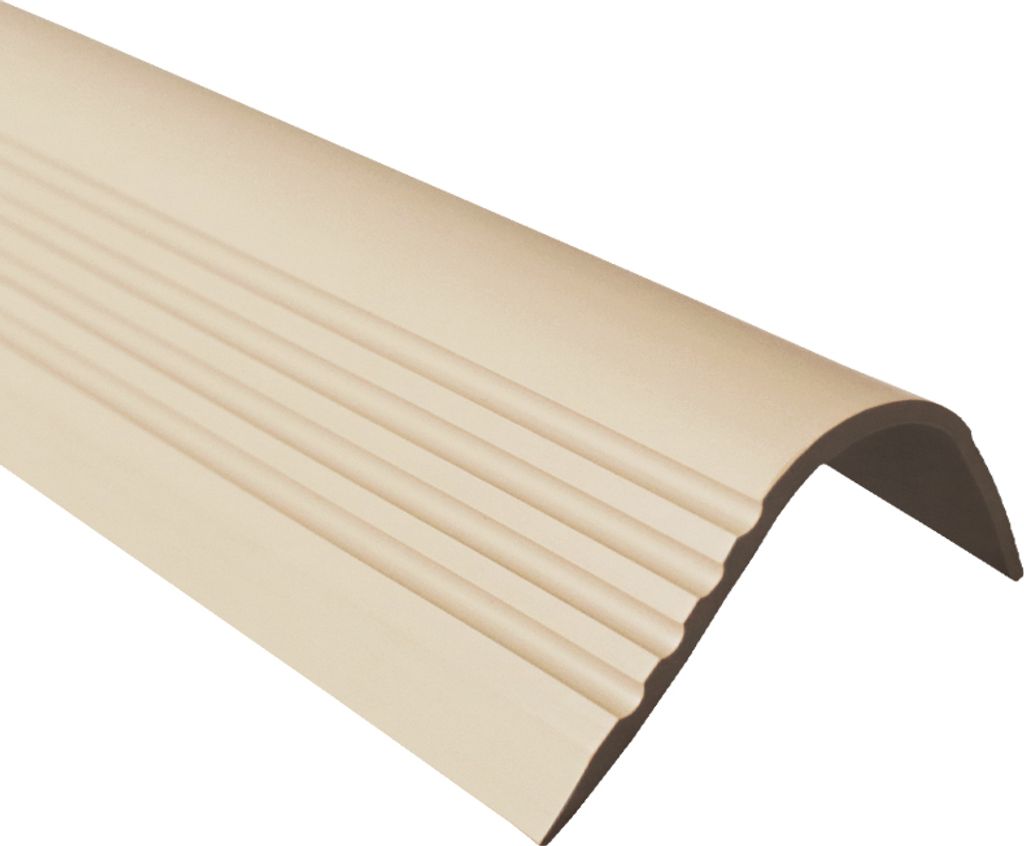 QUEST Treppenkantenprofil 40x52mm, 1.5m, Treppenprofil PVC für Treppenstufen, Treppenkantenschutz mit Rillen, Antirutsch, RGPT, beige