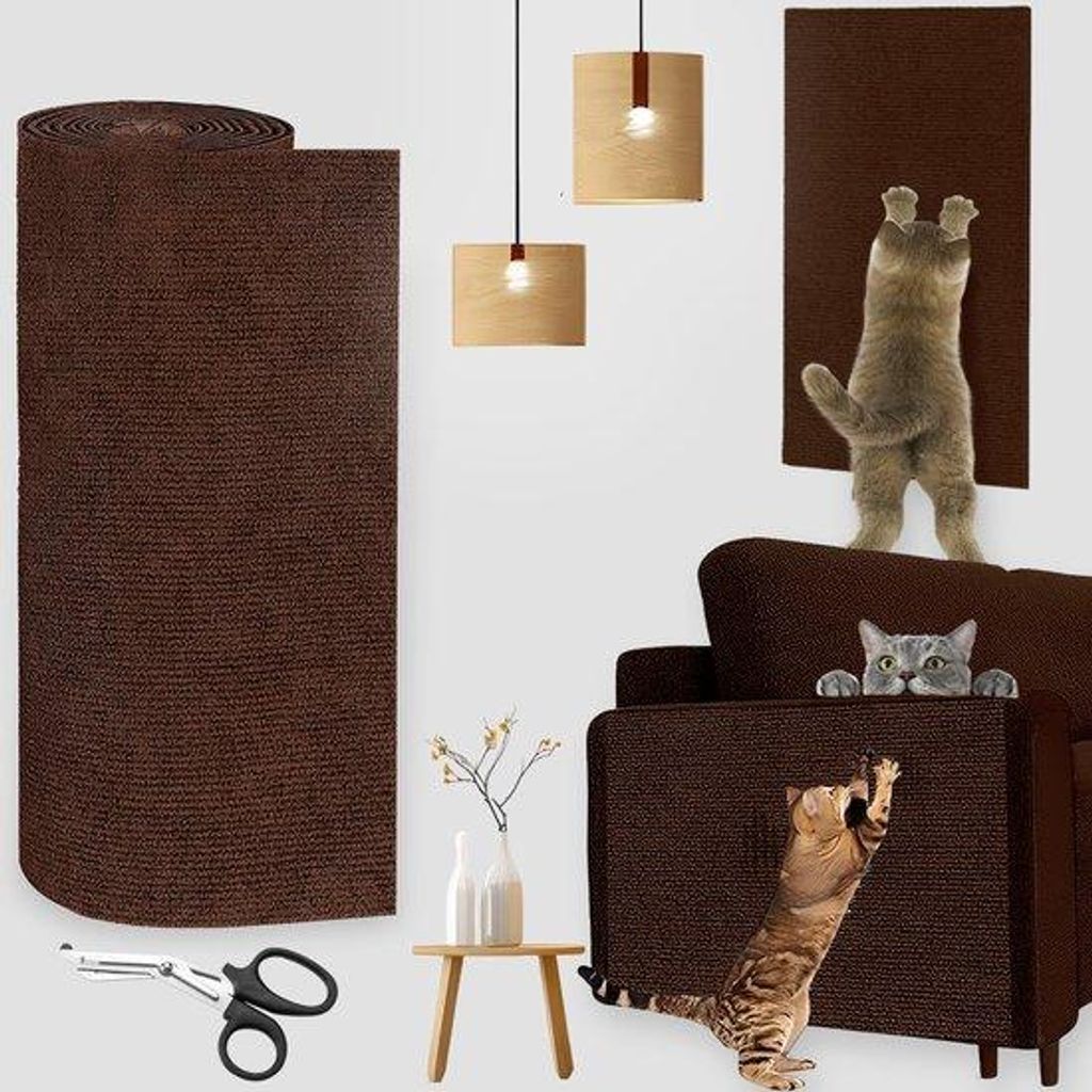 Katzennagelbrett 300cmx40cm selbstklebend weiß und braun Schutz für Möbel und Bäume