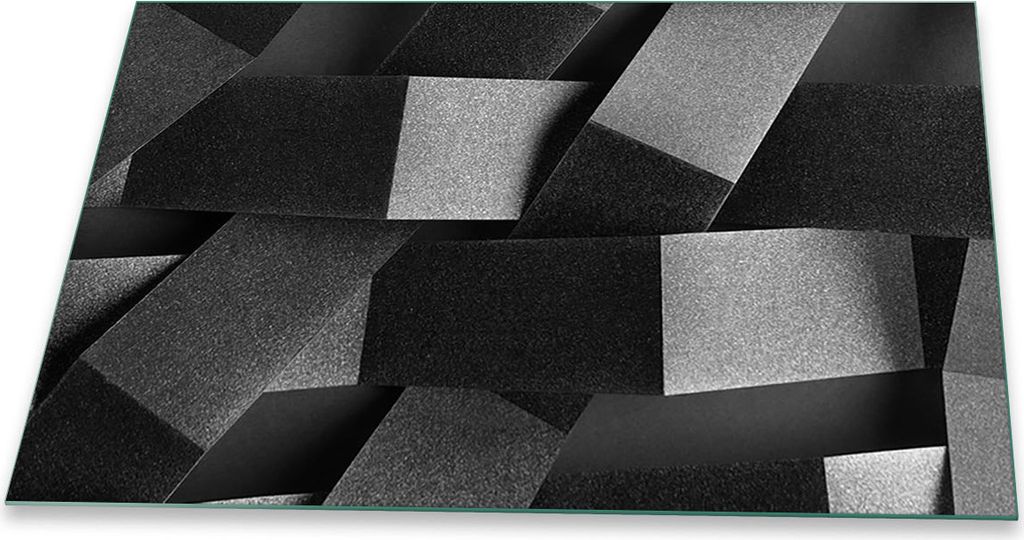 Herdabdeckplatte Glaskeramikfeld Spritzschutz Glas Universal 80x52 3D Efekt Schwarz