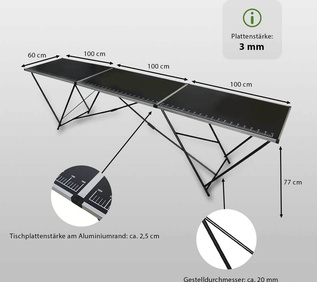 Tapeziertisch Alu Flohmarkttisch 300x60 cm Klapptisch Produktbild 6