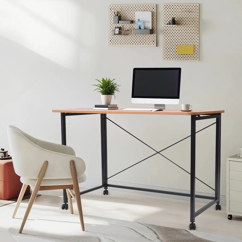 Bureau pliable à roulettes table de travail rectangulaire multi-usage - 2