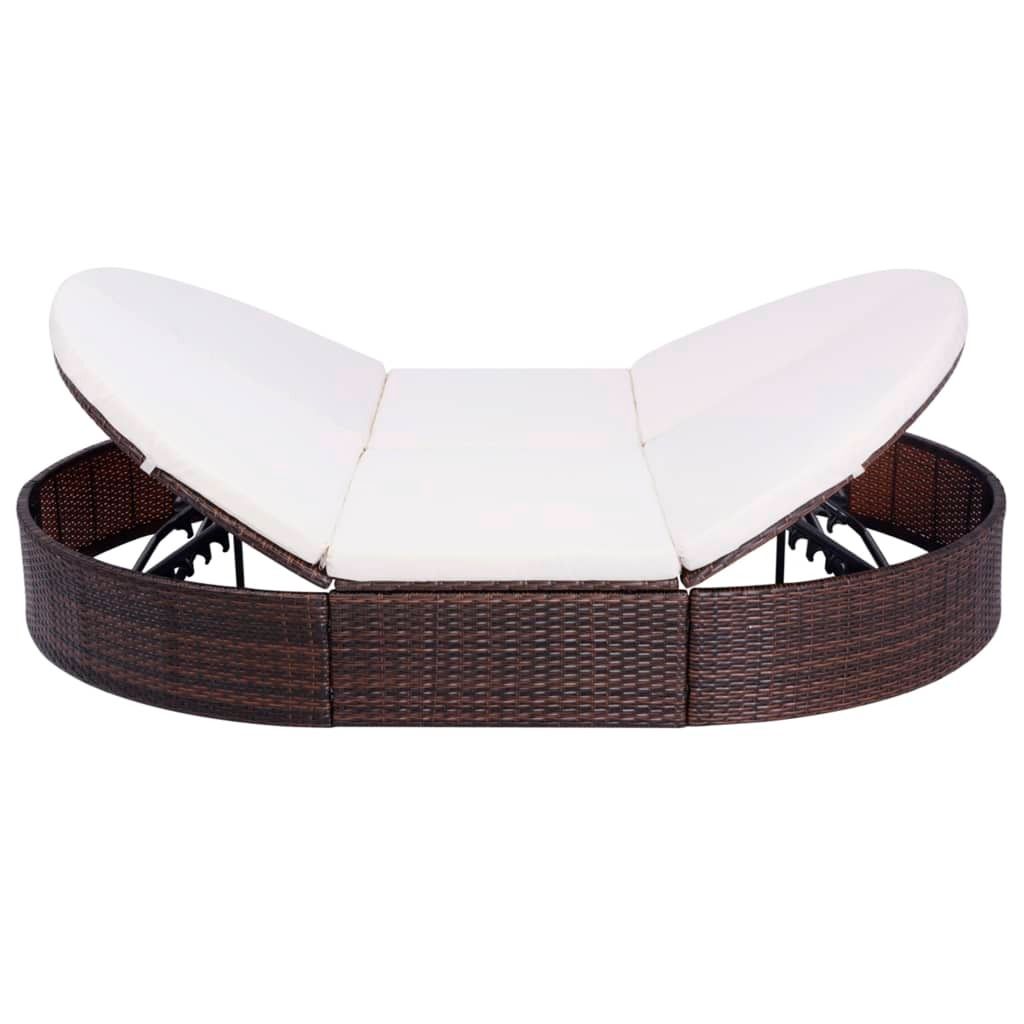 "2026 Aktion"Liegestuhl/Relaxliege - Outdoor-Loungebett mit Kissen Poly Rattan Braun - 200x140x28cm - Gartenliegen NeuMöbel954336