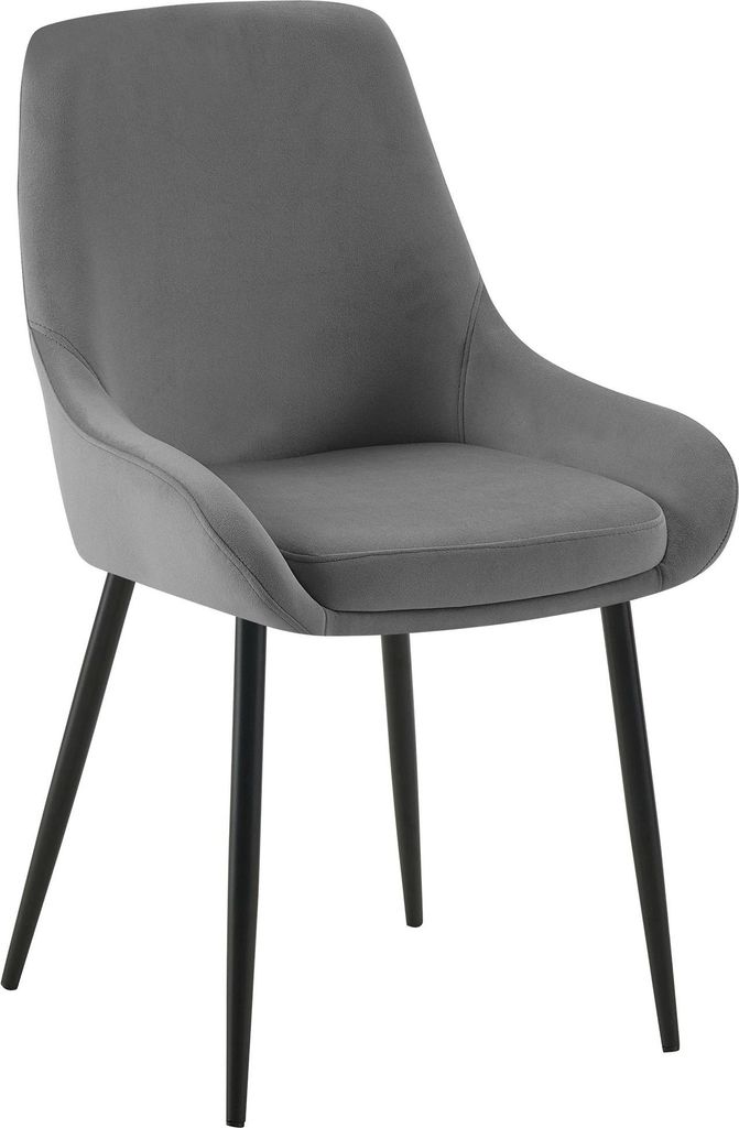 Esszimmerstuhl PUNAR - Samt Dunkelgrau 50x53x86 cm Schwarz | Essstühle Esszimmerstühle Küchenstühle Wohnzimmerstühle