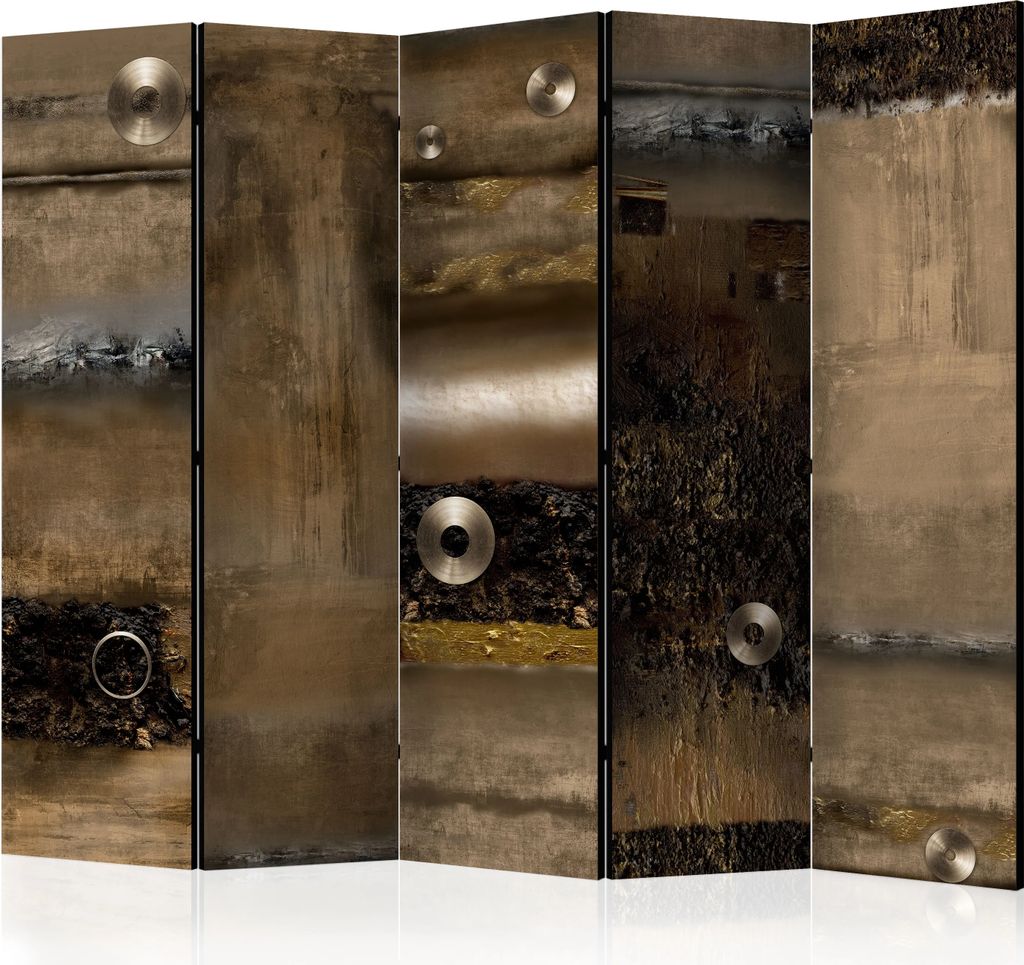 5-teiliger Doppelseitiger Vlies Paravent - Metal Alliance II 225x172 cm f-A-0386-z-c