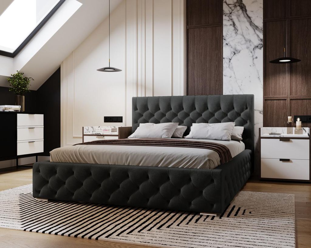 Čalouněná postel 140x200 cm Elira - Glamour Bett - Obrázek produktu 